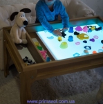 Table sandbox from a natural tree an alder