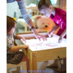 Table with backlit MDF for painting with salt or sand